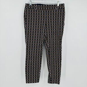 J. Crew Size 6 Navy Blue Geometric Printed Side Zip Winnie Capri Pants